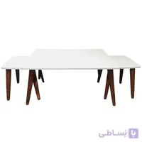 میز جلومبلی عسلی مربع سفید مدل مینیمال مجموعه 3 عددی