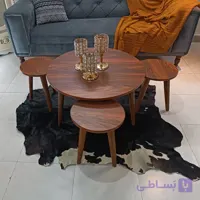 میز جلومبلی عسلی دایره سفید مدل مینیمال ۴عددی