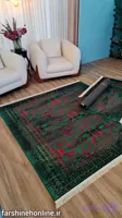 فرشینه طرح سنتی سبز و قرمز با نقش اصیل ایرانی