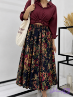 دامن زنانه وارداتی لینن گلدار