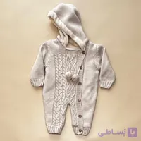 سرهمی بافت نوزادی کلاهدار نسکافه ای تیره