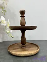 استند دو طبقه چوب گردو pastilwood،مناسب سرو میوه و شیرینی
