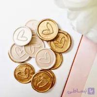 مهر و موم آماده طرح قلب | پک استیکر  موم قلبی طلایی و سفید