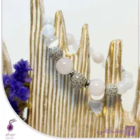 دستبند رزکوارتز و سلنایت با خرجکار گوی استیل نگین کد B268