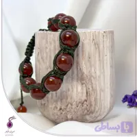 دستبند سنگ عقیق قرمز گوی کد B77