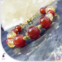 دستبند سنگ عقیق کارنلین و سیترین گوی کد B225