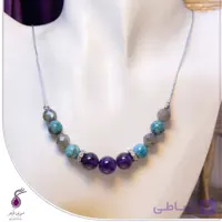 گردنبند سنگ آمیتیست و فیروزه و لابرادوریت کد N111