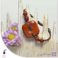 دستبند سنگ جاسپر دوناتی با بافت مکرومه کد B255