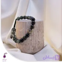 دستبند مردانه سنگ عقیق سیاه و تورمالین کد B16