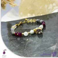 دستبند آکوامارین و عقیق یاقوتی و سیترین و لابرادوریت کد B241