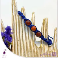 دستبند سنگ جاسپر بافت مکرومه سرمه ای کد B270