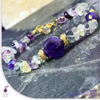 دستبند سنگ فلوریت چیپسی و آمیتیست گوی کد B222
