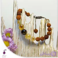 دستبند سنگ سیترین و چشم ببر و رودراکشا کد B253