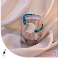 دستبند سنگ فیروزه و صدف بافت مکرومه کد B90
