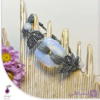 دستبند سنگ مون استون دوناتی با بافت مکرومه طوسی کد B258