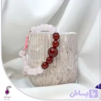 دستبند سنگ عقیق قرمز و رز کوارتز کد B134