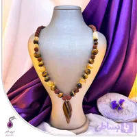 گردنبند رولباسی سنگ چشم ببر و سیترین و رودراکشا کد N45