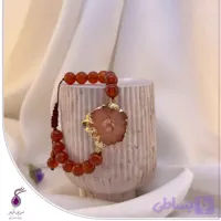 دستبند عقیق کارنلین با وسط راف عقیق کد B85