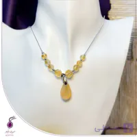 گردنبند سنگ سیترین و عقیق زرد کد N103