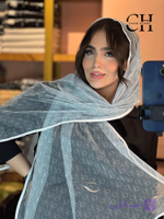 شال تور طرحدار آبی مه آلود کد st5