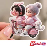 استیکر دختر موتورسوار Pink Adventurers