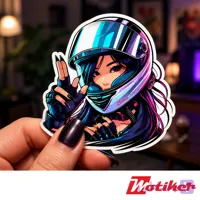 استیکر دختر موتورسوار Girl Rider