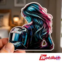 استیکر دختر موتورسوار MotoQueen