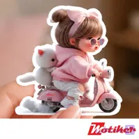 استیکر دختر موتورسوار Pink Vespa Girl