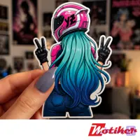 استیکر دختر موتورسوار Neon Queen