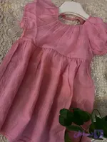 پیراهن دخترانه حریر رنگ صورتی پشت گردن پاپیون