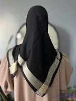 روسری ژاکارد مشکی دور طلایی وارداتی ترک قواره ۱۰۰