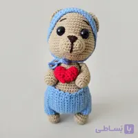 عروسک خرس قلب قرمزی دستباف با قلاب و کاموا مرغوب ایرانی