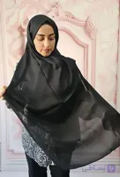 شال کریستال کریشه مشکی ساده قواره ۷۰×۱۸۵