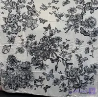 روسری کشمیر بهاره طرح باغ پروانه قواره ۱۲۰ دوردستدوز