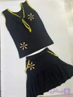 تاپ و دامن گره ای دخترانه جنس ویسکوز بابونه مغزی دوزی شده