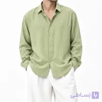 پیراهن باکسی مردانه با طرح راه راه سبز | با کیفیت و شیک | استایل مینیمال کد 1001