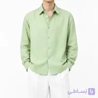 پیراهن باکسی مردانه ساده سبز روشن | پارچه وارداتی لخت و ریزشی | با کیفیت کد 1001