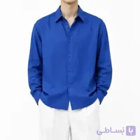 پیراهن باکسی مردانه ساده آبی روشن | پارچه وارداتی لخت و ریزشی | با کیفیت کد 1001