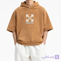 هودی آستین سه ربع مردانه مشکی با قواره باکسی | سه نخ تو کرکی | روزمره کد 5009