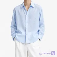 پیراهن باکسی مردانه ساده آبی روشن | پارچه اسلپ وارداتی لخت | استایل شیک کد 1001