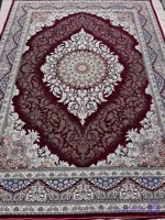 روفرشی ۹متری گل برجسته مخمل ابریشم کد ۸۰۶ سوپر گلشن یزد رنگ کرم و طوسی