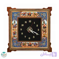 ساعت خاتم کاری چهار گوش طرح چوگان و شکار