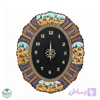 ساعت خاتم‌کاری بیضی طرح اسب و چوگان 50×60