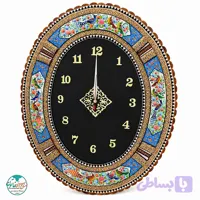 ساعت خاتم‌کاری بیضی طرح گل و بلبل 50×60
