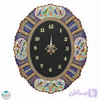 ساعت خاتم‌کاری بیضی طرح گل و بلبل 50×60 2
