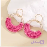 گوشواره آویز حصیربافت بزرگ بهمراه جعبه و بگ کادویی