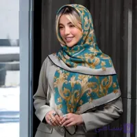 روسری نخی طرح دار دور دست دوز