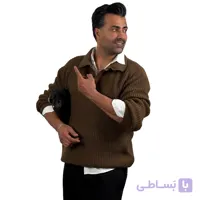 بافت یقه دار نخ آکریل سه دکمه