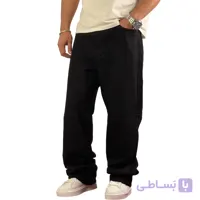 شلوار جین بگ کجراه ترک مشکی زاپ خراش