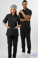 اسکراب پزشکی طرح جین ذغالی پارچه خنک و نرم کشی